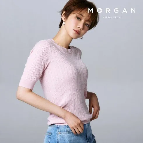 MORGAN 뉴 케이블 반팔 니트 4종 이걸로 종결